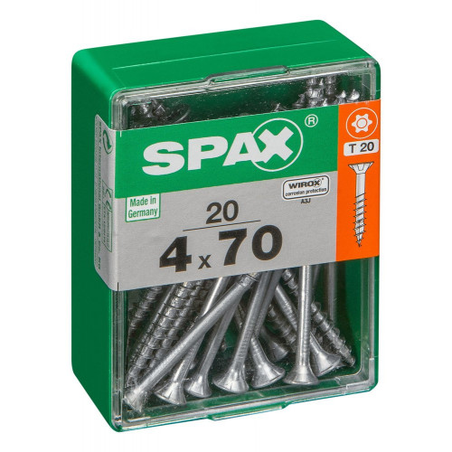 Lot De 20 Vis Acier Tête Plate Spax, Diam.4 Mm X L.70 Mm - SPAX