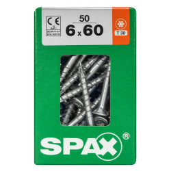 Lot De 50 Vis Acier Tête Fraisée Torx Spax, Diam.6 Mm X L.60 Mm - SPAX
