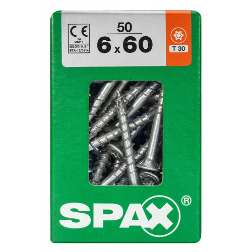 Lot De 50 Vis Acier Tête Fraisée Torx Spax, Diam.6 Mm X L.60 Mm - SPAX