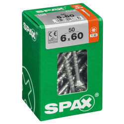 Lot De 50 Vis Acier Tête Fraisée Torx Spax, Diam.6 Mm X L.60 Mm - SPAX