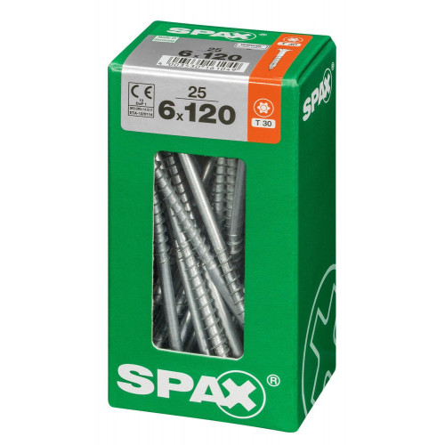 Lot De 25 Vis Acier Tête Fraisée Torx Spax, Diam.6 Mm X L.120 Mm - SPAX