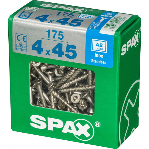 Lot De 175 Vis Inox Tête Fraisée Torx Spax, Diam.4 Mm X L.45 Mm - SPAX