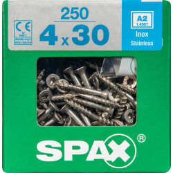 Lot De 250 Vis Inox Tête Fraisée Torx Spax, Diam.4 Mm X L.30 Mm - SPAX