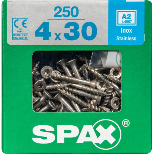 Lot De 250 Vis Inox Tête Fraisée Torx Spax, Diam.4 Mm X L.30 Mm - SPAX