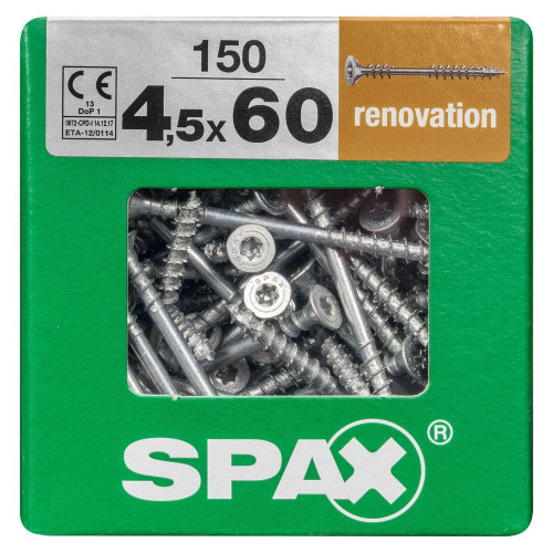 Lot De 150 Vis Acier Tête Fraisée Torx Spax, Diam.4.5 Mm X L.60 Mm - SPAX