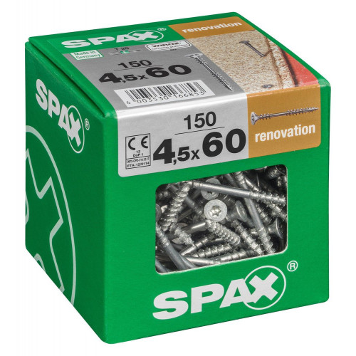 Lot De 150 Vis Acier Tête Fraisée Torx Spax, Diam.4.5 Mm X L.60 Mm - SPAX