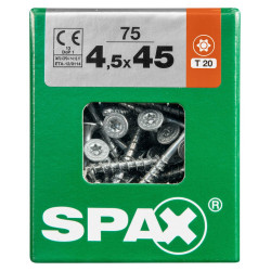 Lot De 75 Vis Acier Tête Fraisée Torx Spax, Diam.4.5 Mm X L.45 Mm de marque SPAX, référence: B9910100