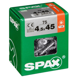 Lot De 75 Vis Acier Tête Fraisée Torx Spax, Diam.4.5 Mm X L.45 Mm - SPAX