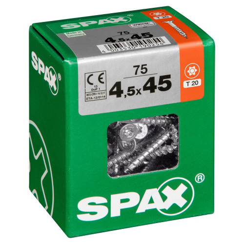 Lot De 75 Vis Acier Tête Fraisée Torx Spax, Diam.4.5 Mm X L.45 Mm - SPAX