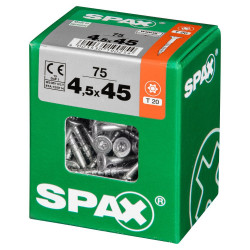 Lot De 75 Vis Acier Tête Fraisée Torx Spax, Diam.4.5 Mm X L.45 Mm - SPAX