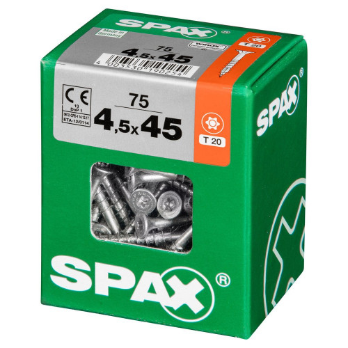 Lot De 75 Vis Acier Tête Fraisée Torx Spax, Diam.4.5 Mm X L.45 Mm - SPAX