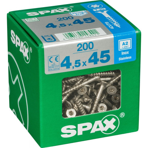 Lot De 200 Vis Inox Tête Fraisée Torx Spax, Diam.4.5 Mm X L.45 Mm - SPAX