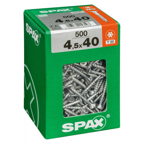 Lot De 500 Vis Acier Tête Fraisée Torx Spax, Diam.4.5 Mm X L.40 Mm - SPAX