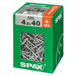 Lot De 500 Vis Acier Tête Fraisée Torx Spax, Diam.4.5 Mm X L.40 Mm - SPAX