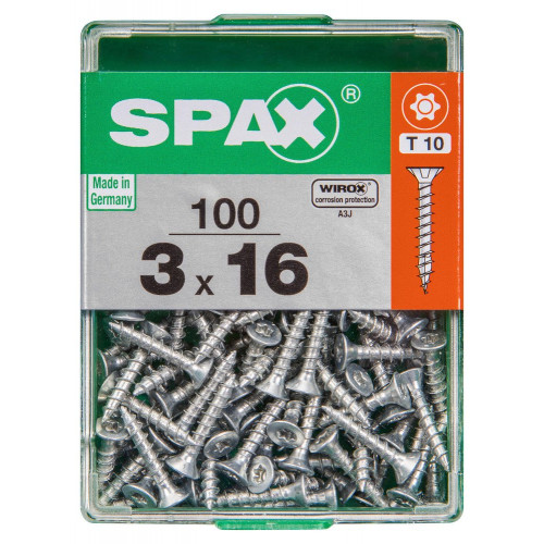 Lot De 100 Vis Acier Tête Plate Spax, Diam.3 Mm X L.16 Mm - SPAX