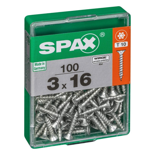 Lot De 100 Vis Acier Tête Plate Spax, Diam.3 Mm X L.16 Mm - SPAX