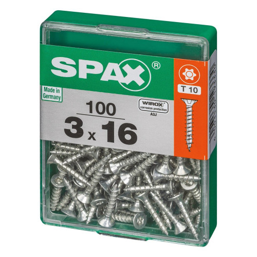 Lot De 100 Vis Acier Tête Plate Spax, Diam.3 Mm X L.16 Mm - SPAX