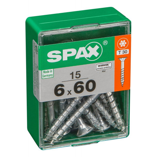 Lot De 15 Vis Acier Tête Autofraisée Plate Spax, Diam.6 Mm X L.60 Mm - SPAX