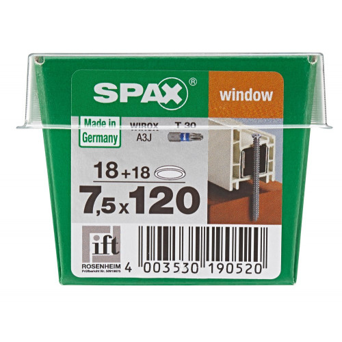 Lot De 18 Vis Acier Tête Fraisée Torx Spax, Diam.7.5 Mm X L.120 Mm - SPAX