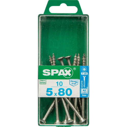 Lot De 10 Vis En Acier Inoxydable, Empreinte Torx, 5X80 Mm - SPAX