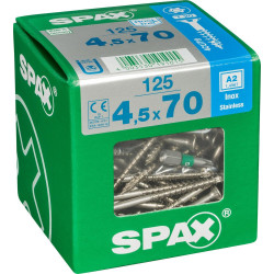 Lot De 125 Vis Inox Tête Fraisée Torx Spax, Diam.4.5 Mm X L.70 Mm de marque SPAX, référence: B9911300