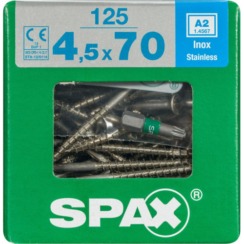 Lot De 125 Vis Inox Tête Fraisée Torx Spax, Diam.4.5 Mm X L.70 Mm - SPAX
