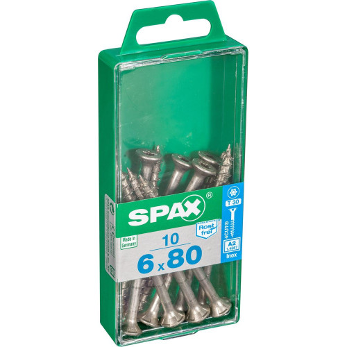 Lot De 10 Vis Inox Tête Fraisée Torx Spax, Diam.6 Mm X L.80 Mm - SPAX