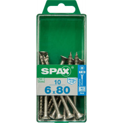 Lot De 10 Vis Inox Tête Fraisée Torx Spax, Diam.6 Mm X L.80 Mm - SPAX
