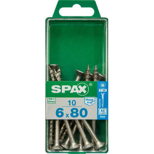 Lot De 10 Vis Inox Tête Fraisée Torx Spax, Diam.6 Mm X L.80 Mm - SPAX