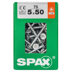 Lot De 75 Vis Acier Tête Fraisée Torx Spax, Diam.5 Mm X L.50 Mm de marque SPAX, référence: B9911700