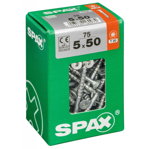 Lot De 75 Vis Acier Tête Fraisée Torx Spax, Diam.5 Mm X L.50 Mm - SPAX