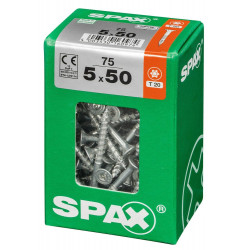 Lot De 75 Vis Acier Tête Fraisée Torx Spax, Diam.5 Mm X L.50 Mm - SPAX