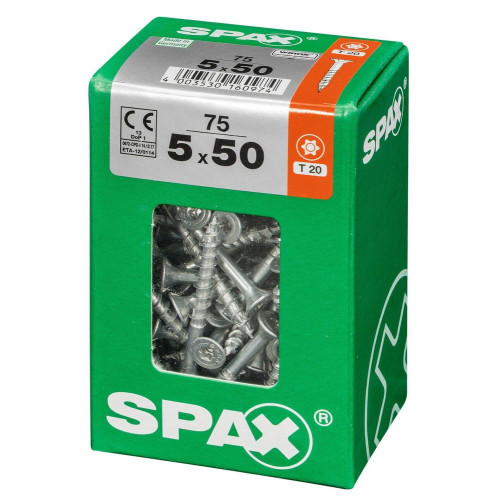 Lot De 75 Vis Acier Tête Fraisée Torx Spax, Diam.5 Mm X L.50 Mm - SPAX