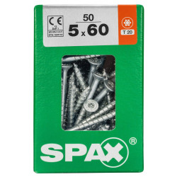 Lot De 50 Vis Acier Tête Fraisée Torx Spax, Diam.5 Mm X L.60 Mm de marque SPAX, référence: B9911800