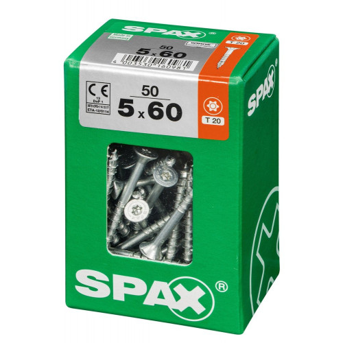 Lot De 50 Vis Acier Tête Fraisée Torx Spax, Diam.5 Mm X L.60 Mm - SPAX