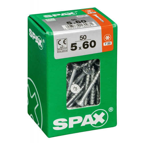 Lot De 50 Vis Acier Tête Fraisée Torx Spax, Diam.5 Mm X L.60 Mm - SPAX