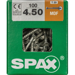 Lot De 100 Vis Acier Tête Fraisée Spax, Diam.4 Mm X L.50 Mm de marque SPAX, référence: B9911900