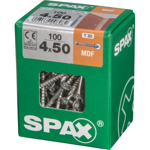 Lot De 100 Vis Acier Tête Fraisée Spax, Diam.4 Mm X L.50 Mm - SPAX