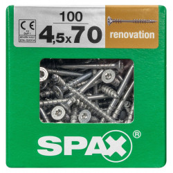 Lot De 100 Vis Acier Tête Fraisée Torx Spax, Diam.4.5 Mm X L.70 Mm - SPAX