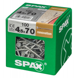 Lot De 100 Vis Acier Tête Fraisée Torx Spax, Diam.4.5 Mm X L.70 Mm - SPAX