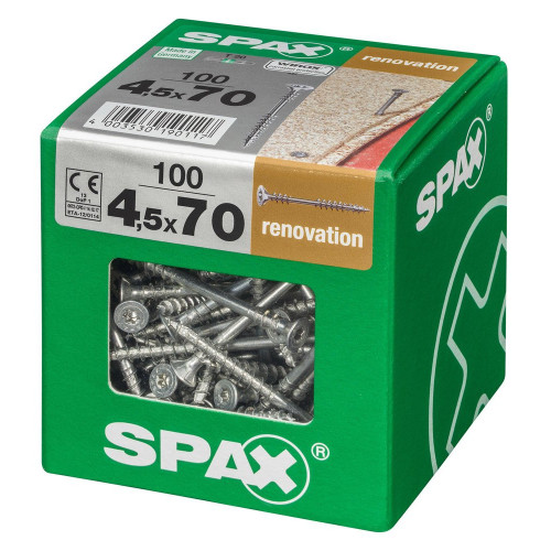 Lot De 100 Vis Acier Tête Fraisée Torx Spax, Diam.4.5 Mm X L.70 Mm - SPAX