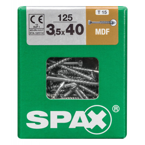 Lot De 125 Vis Acier Tête Fraisée Bombée Pozidriv Spax, Diam.3.5 Mm X L.40 Mm - SPAX
