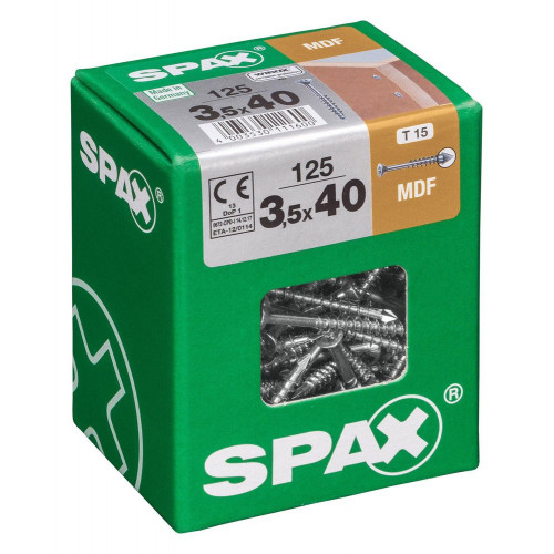 Lot De 125 Vis Acier Tête Fraisée Bombée Pozidriv Spax, Diam.3.5 Mm X L.40 Mm - SPAX