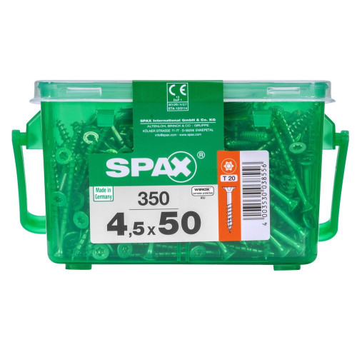 Lot De 350 Vis Acier Tête Plate Spax, Diam.4.5 Mm X L.50 Mm - SPAX
