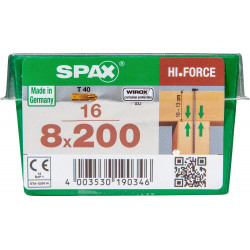 Lot De 16 Vis Acier Torx Spax, Diam.8 Mm X L.200 Mm - SPAX