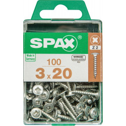 Lot De 100 Vis Acier Tête Bombée Spax, Diam.3 Mm X L.20 Mm - SPAX