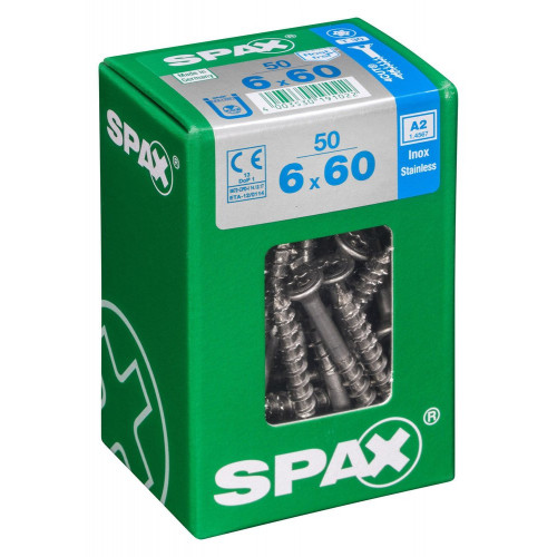 Lot De 50 Vis En Acier Inoxydable, Empreinte Torx, 6X60 Mm - SPAX
