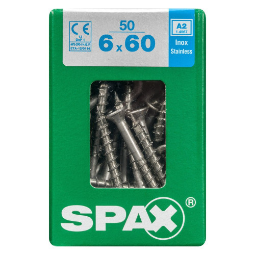 Lot De 50 Vis En Acier Inoxydable, Empreinte Torx, 6X60 Mm - SPAX