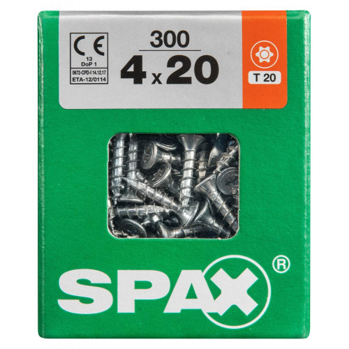 Lot De 300 Vis Acier Tête Fraisée Torx Spax, Diam.4 Mm X L.20 Mm - SPAX