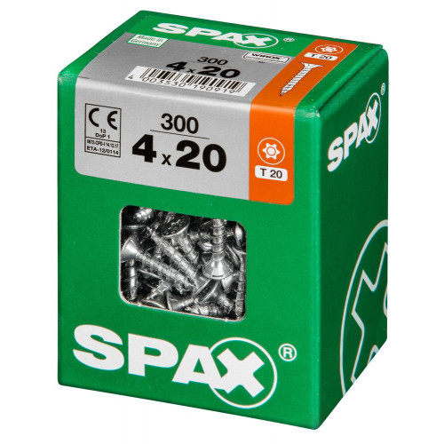 Lot De 300 Vis Acier Tête Fraisée Torx Spax, Diam.4 Mm X L.20 Mm - SPAX